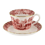 Spode 1770 Italian teacup and saucer in cranberry, British product