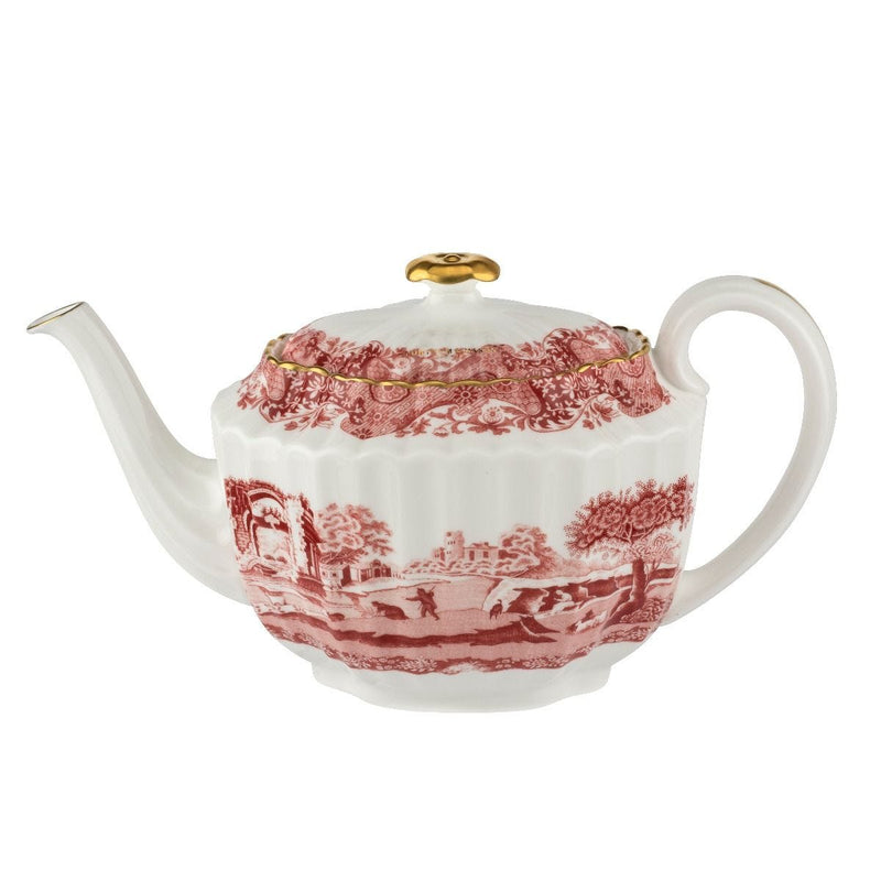 Spode Italian large teapot in cranberry, imported from the UK