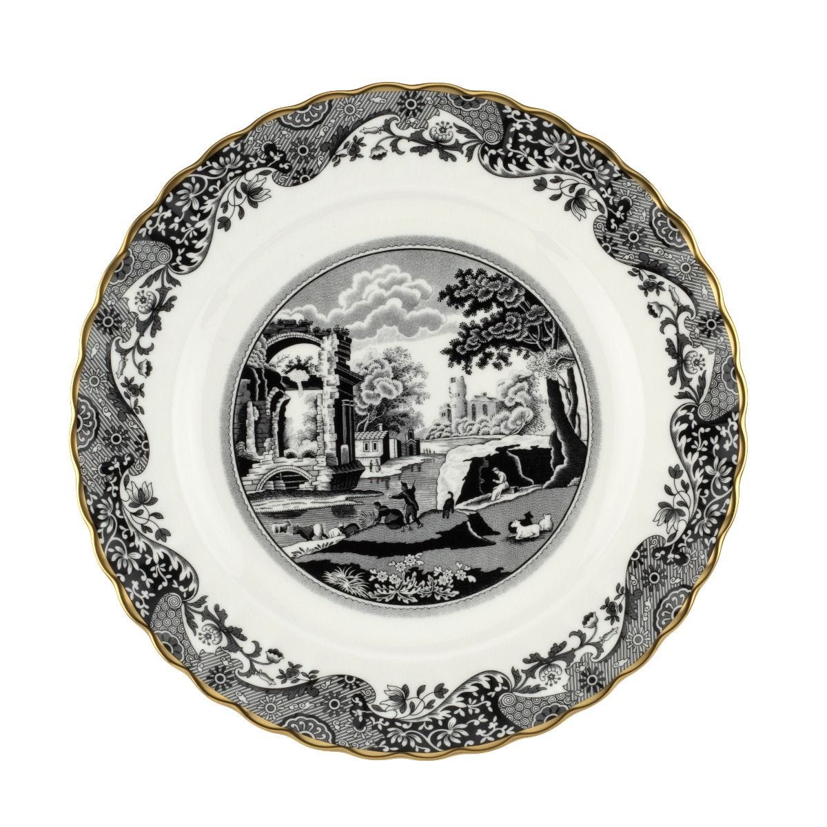 Spode 1770 Italian black dinner plate 27.5cm (British brand)