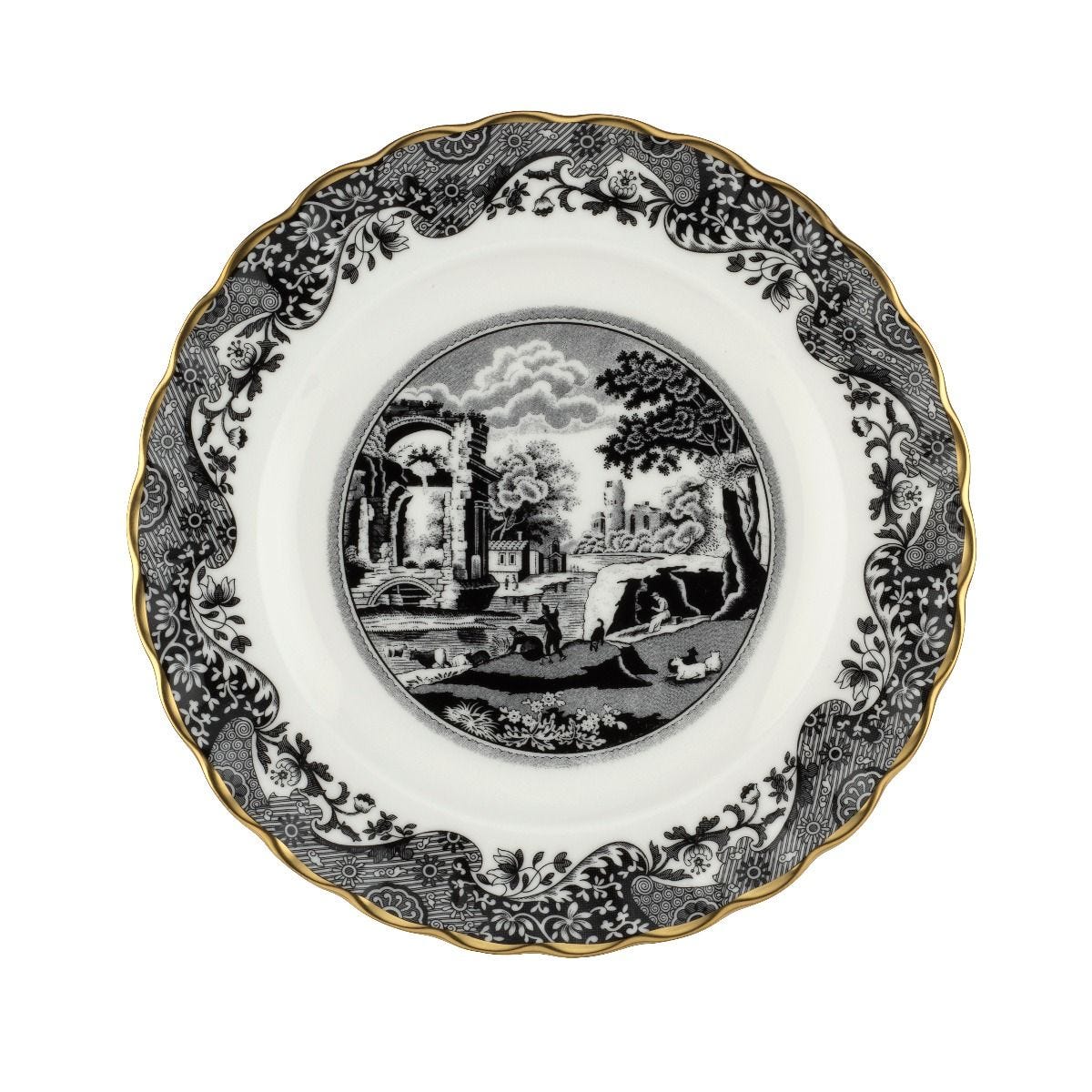 Spode 1770 Italian black fine bone china plate (British brand)