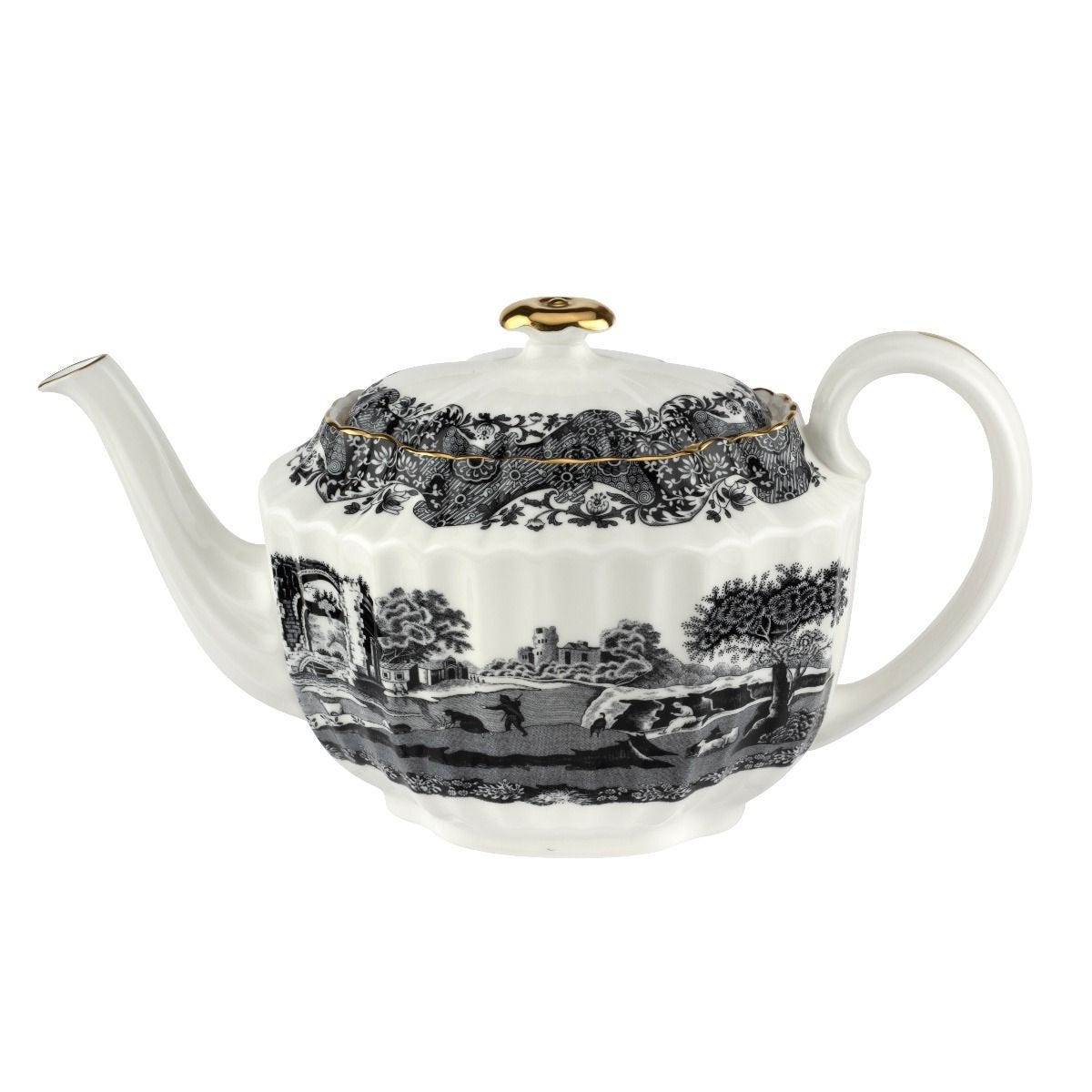 Spode large black teapot, imported from the UK