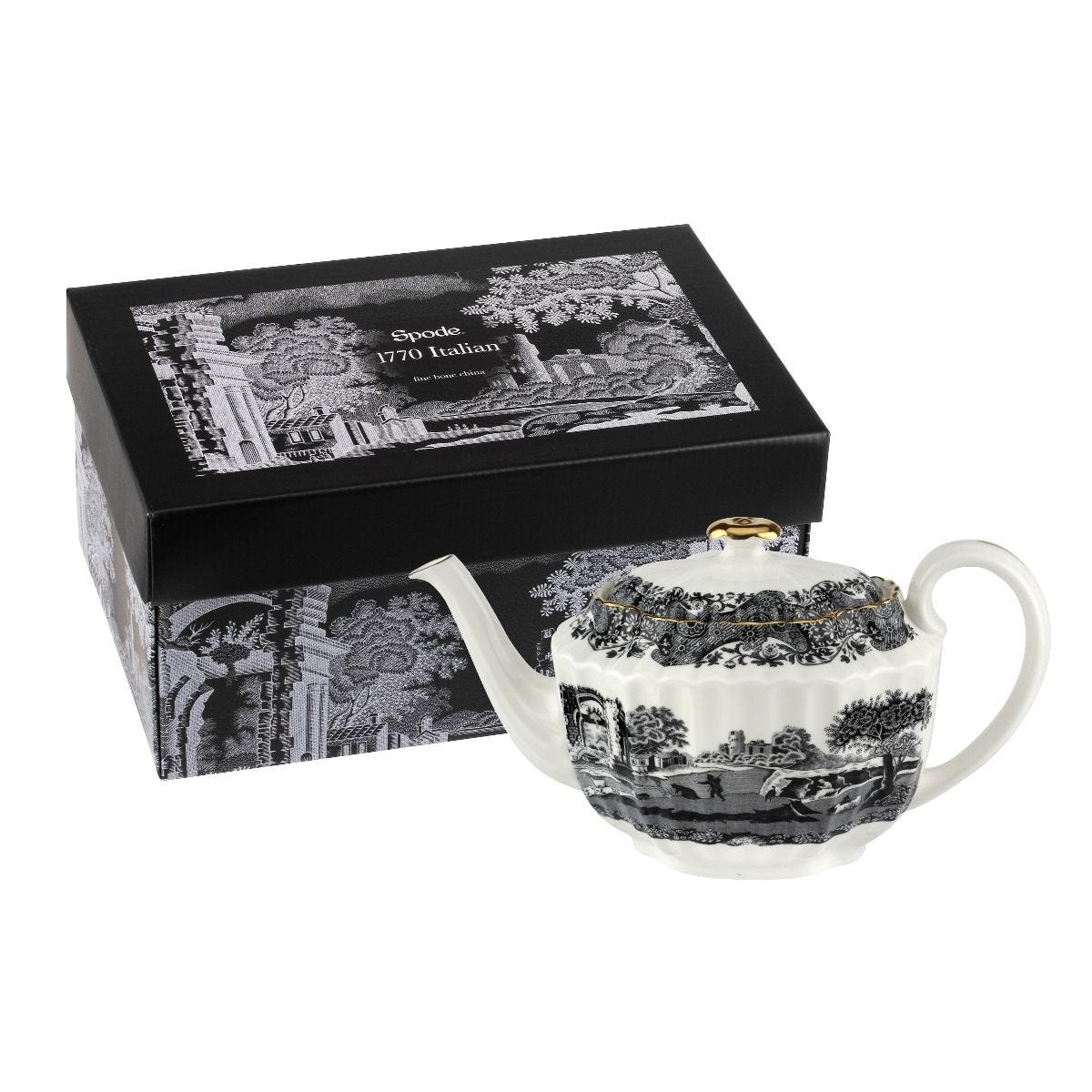 Spode 1770 Italian small black teapot 565ml, imported from the UK