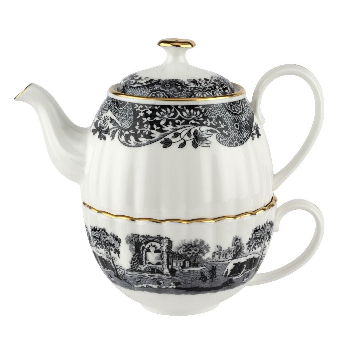 Spode Tea for One black 340ml fine bone china (British brand)