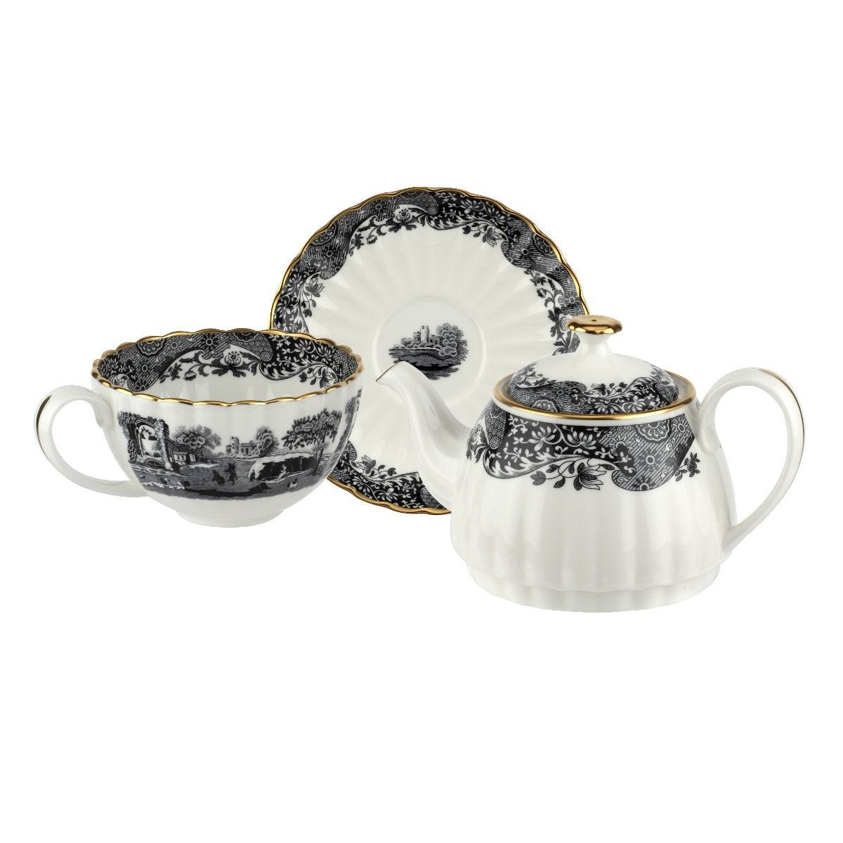 Spode Tea for One black 340ml fine bone china (British brand)