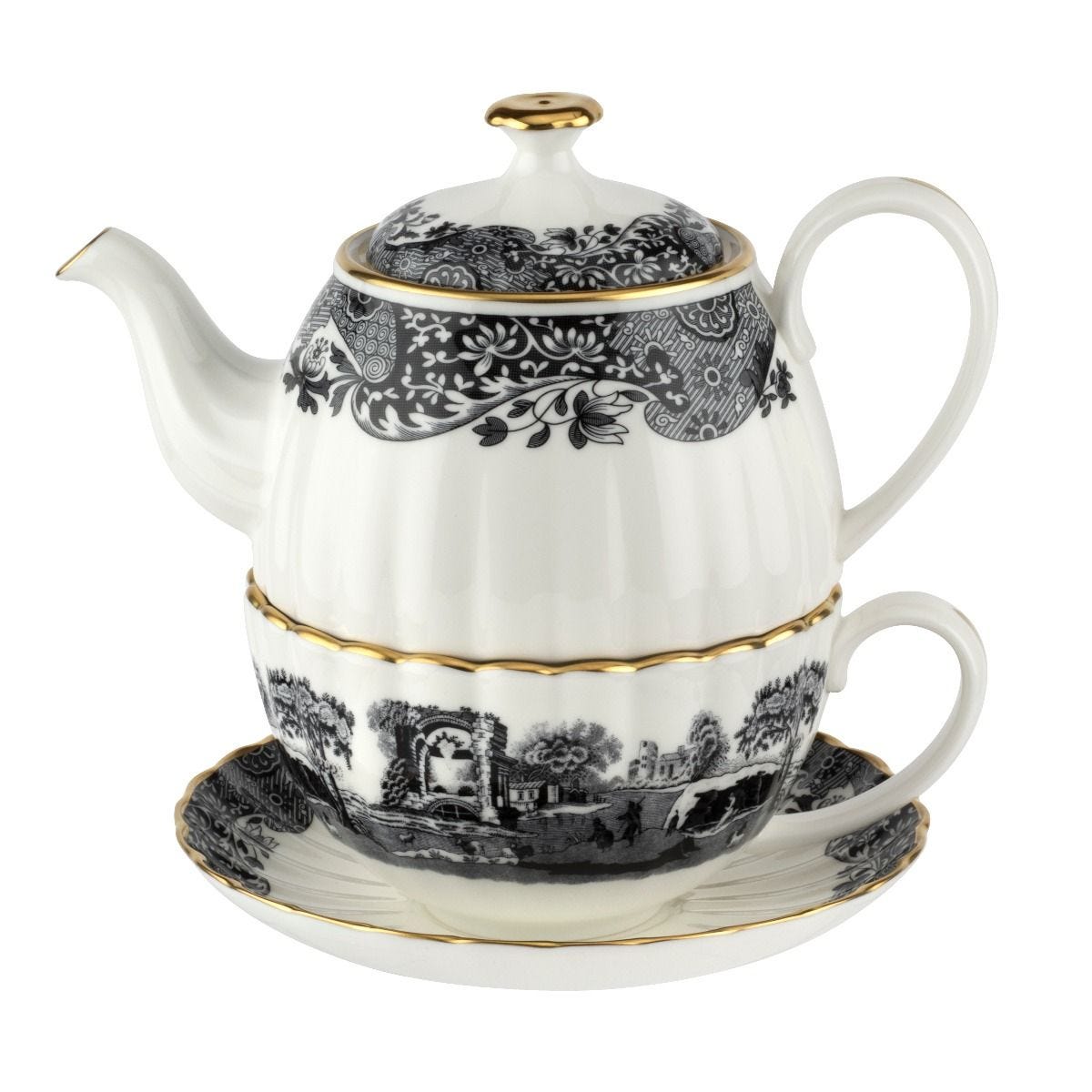 Spode Tea for One black 340ml fine bone china (British brand)