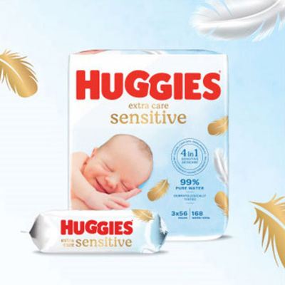 Huggies Pure Extra Care Sensitive baby wipes 48 pack - British product