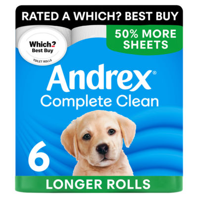 ASDA Andrex Complete Clean Toilet Tissue 6 MEGA Rolls 50% More Sheets- Buy online at McGrocer
