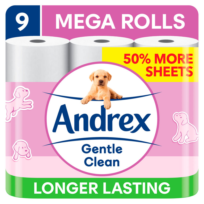 Andrex Gentle Clean Toilet Tissue Mega Rolls, 9 Mega Rolls GOODS ASDA   