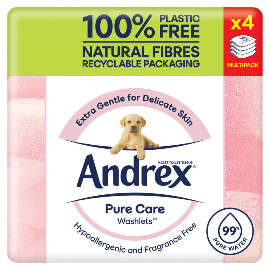 Andrex Pure Care Washlets Moist Toilet Tissue 4 Pack GOODS ASDA   