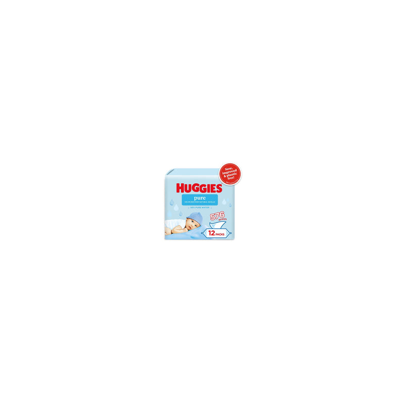 Huggies Pure plastic free baby wipes 12 packs, UK version