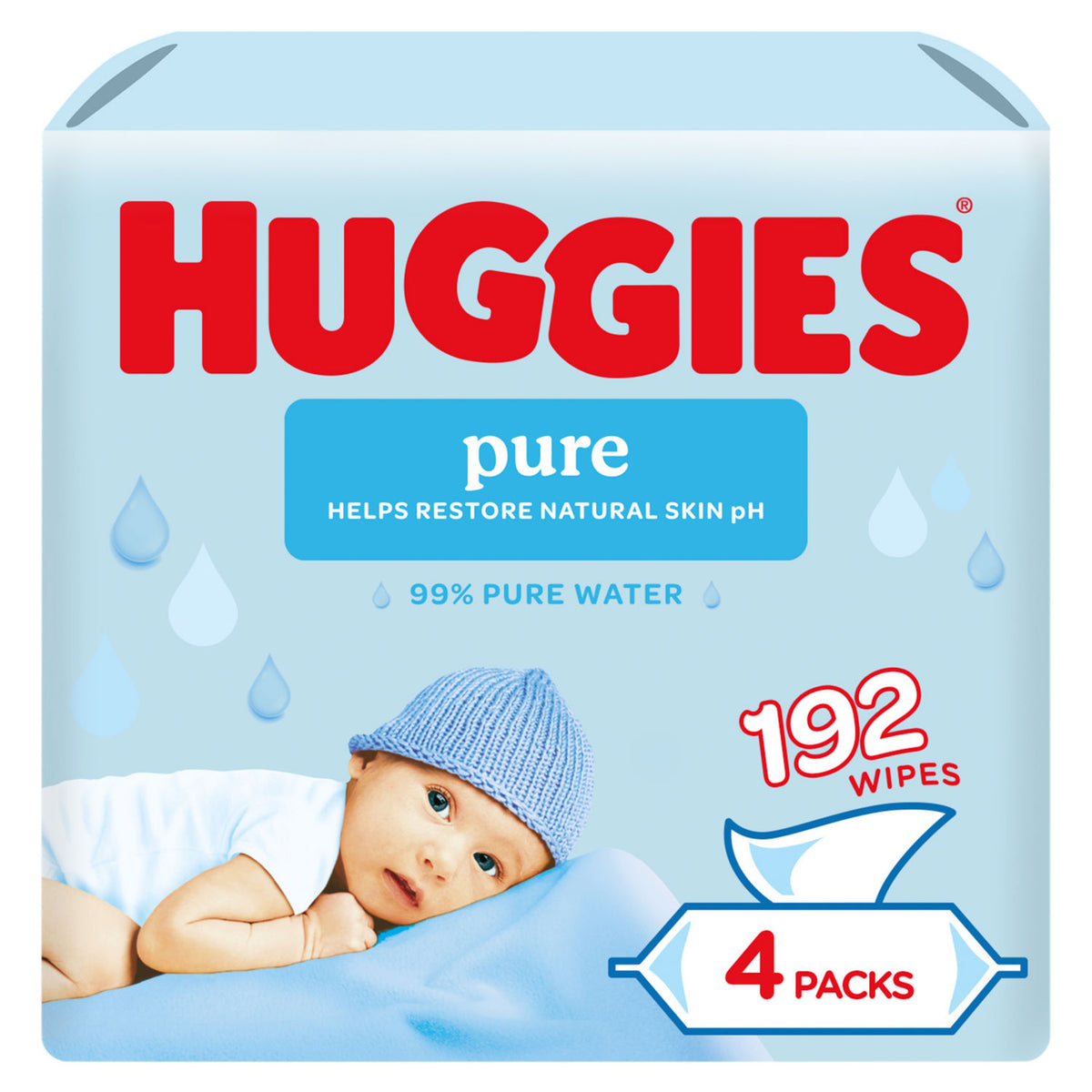Huggies Pure plastic-free baby wipes 192 count, UK version