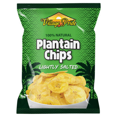 Village Pride lightly salted plantain chips 75g (British brand)