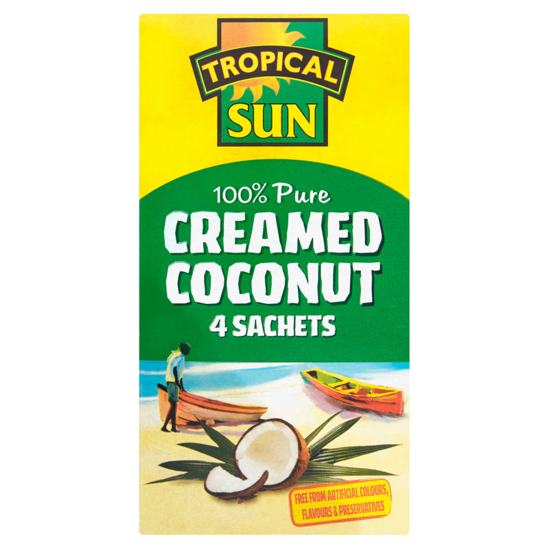 Tropical Sun Creamed Coconut 100% Pure 4 x 50g, imported from the UK
