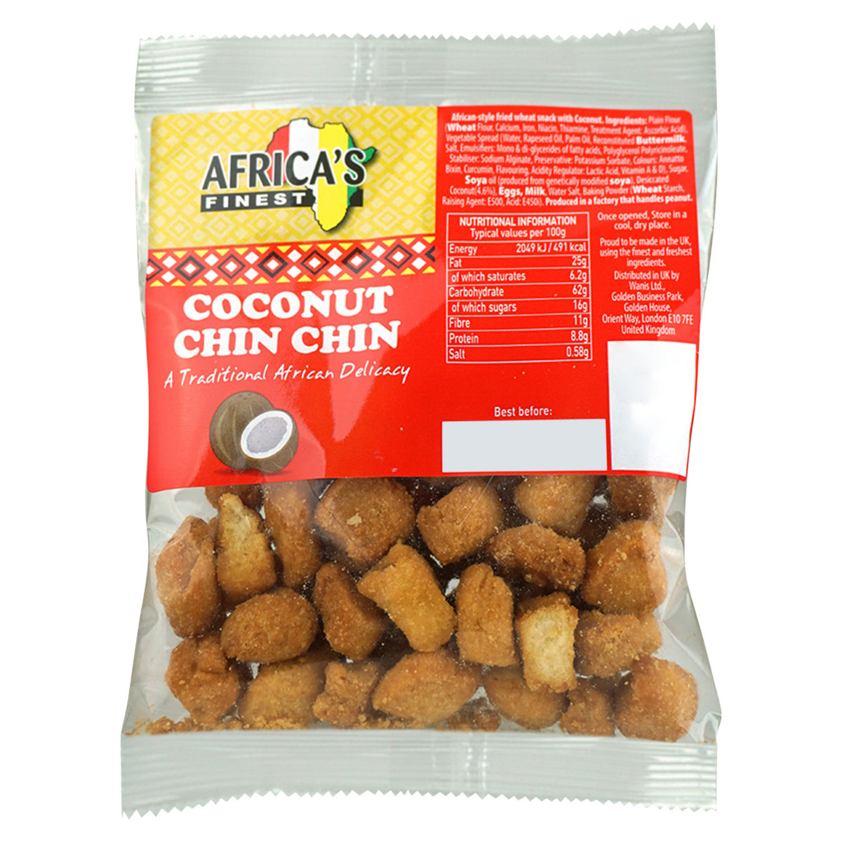 Africa's Finest Coconut Chin-Chin 80g, imported from the UK