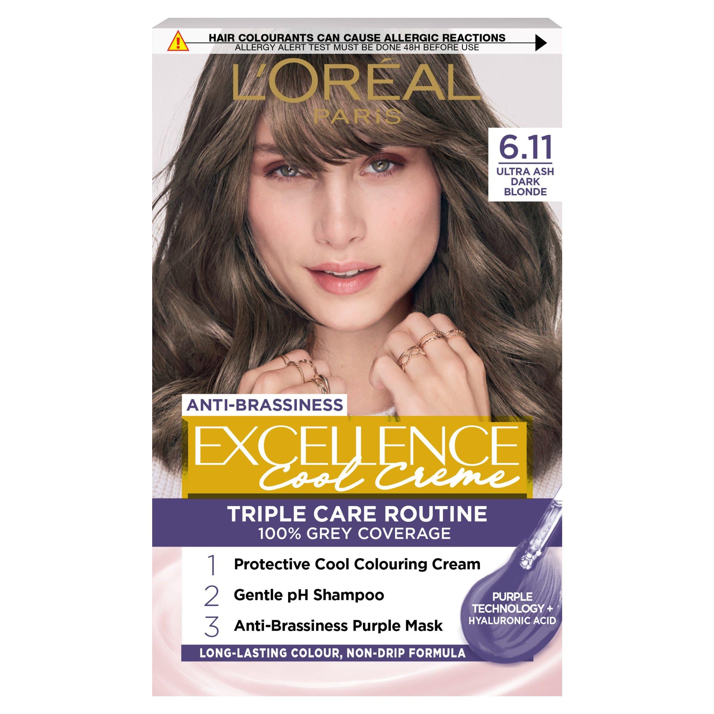 L'Oreal Paris Excellence Cool Crème Permanent Hair Dye Ultra Ash Dark Blonde 6.11 Blonde Sainsburys   