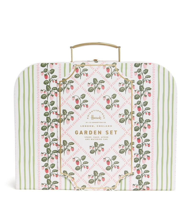 Harrods strawberry gardening suitcase set with tools, imported from the UK