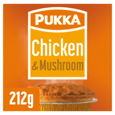 Pukka Chicken and Mushroom Pie, imported from the UK