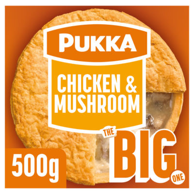 Pukka Big One Chicken Mushroom pie, imported from the UK