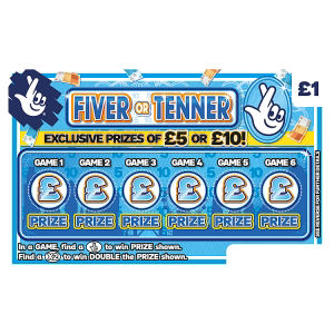 National Lottery Fiver or Tenner scratchcard game, imported from the UK