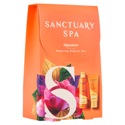 Sanctuary Spa Signature bodycare duo body scrub and wash, imported from the UK