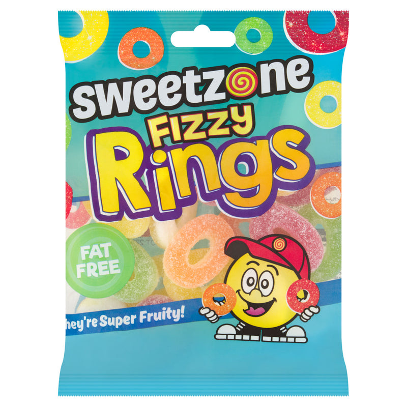 SweetZone Fizzy Rings fruit flavour 170g, imported from the UK
