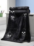 Catherine Lansfield grey skulls fleece throw 130x170cm, UK version