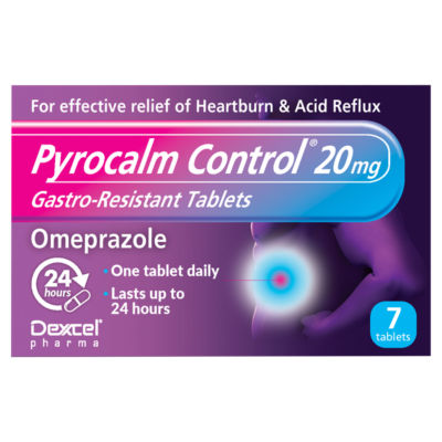 Pyrocalm Control 20mg heartburn tablets 7 tablets, imported from the UK