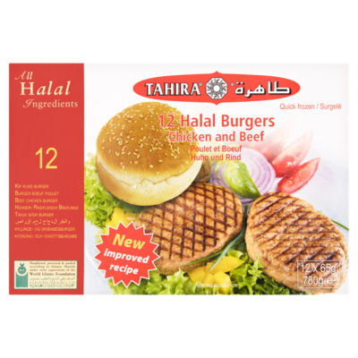 ASDA Tahira Halal Burger Hähnchen und Rindfleisch, 12er Packung, 65g – Jetzt bei McGrocer kaufen