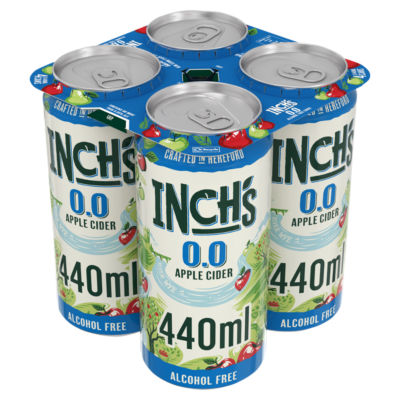 Inch's 0.0% alcohol free cider 4 x 440ml (British brand)