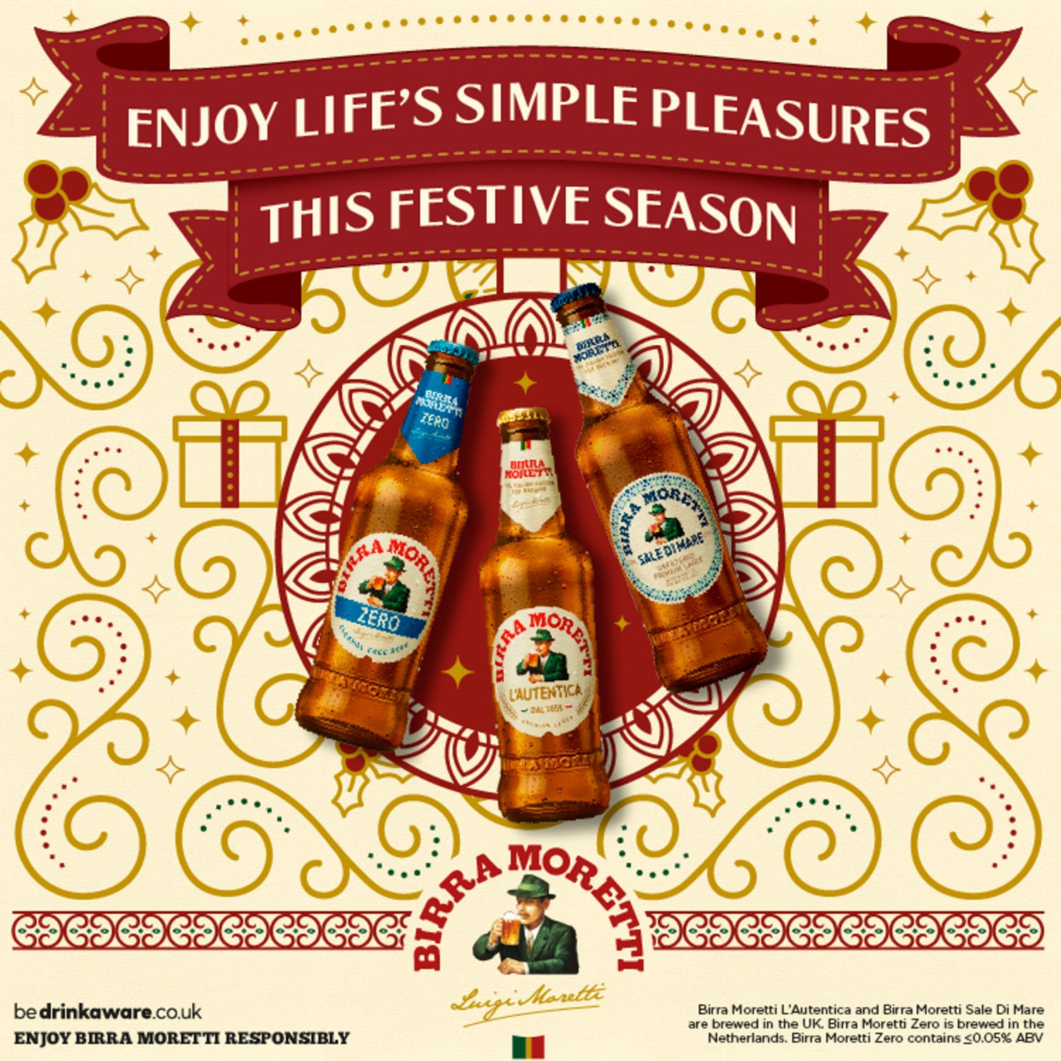Birra Moretti premium lager beer 660ml bottle - British product
