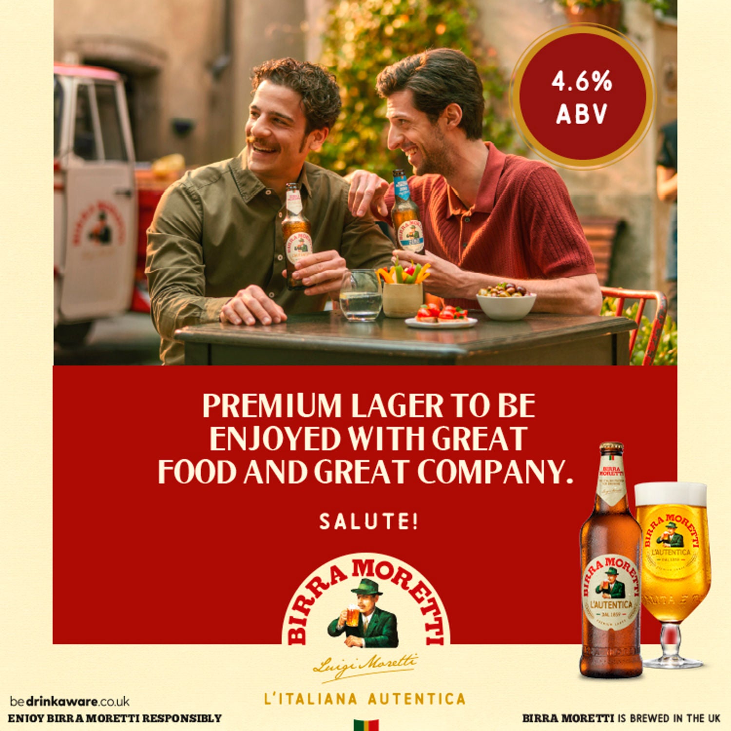 Birra Moretti premium lager beer 660ml bottle - British product