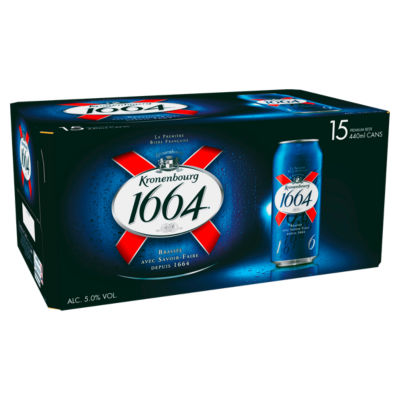 Kronenbourg 1664 lager beer cans 440ml (British brand)