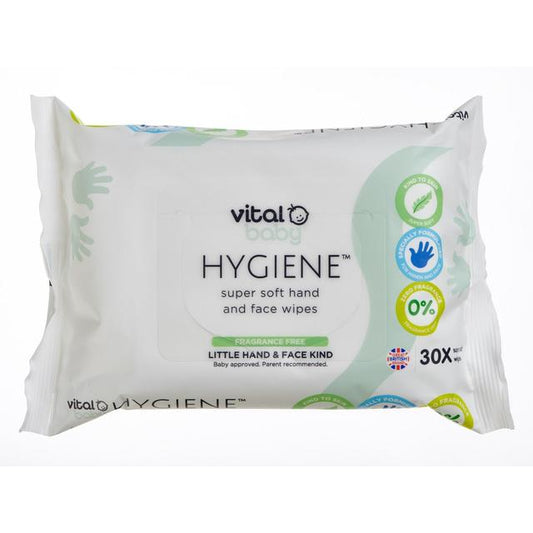 Vital Baby Fragrance Free Hand & Face Wipes    30 per pack