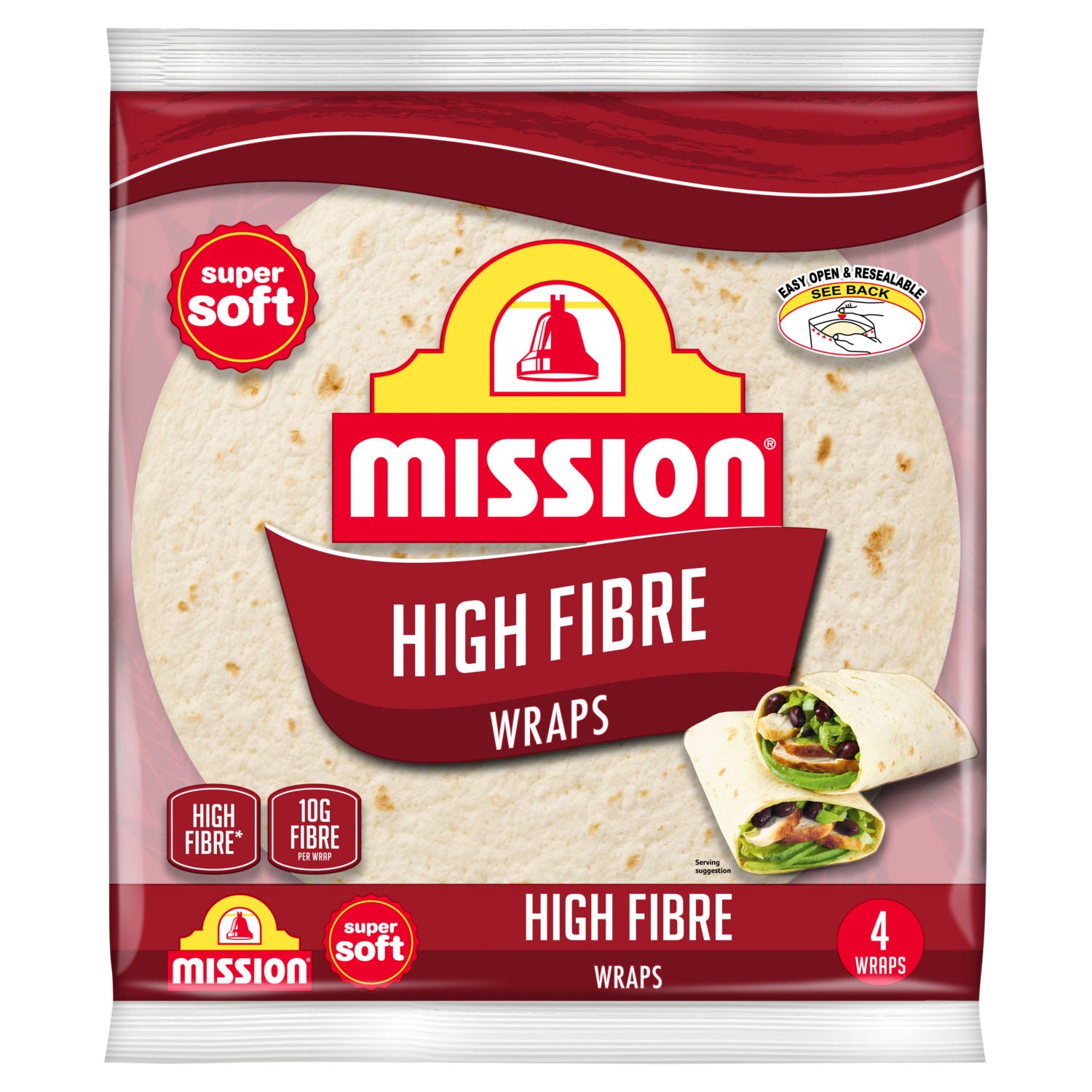 Mission tortilla wraps high fibre 4 pack 245g (British brand)