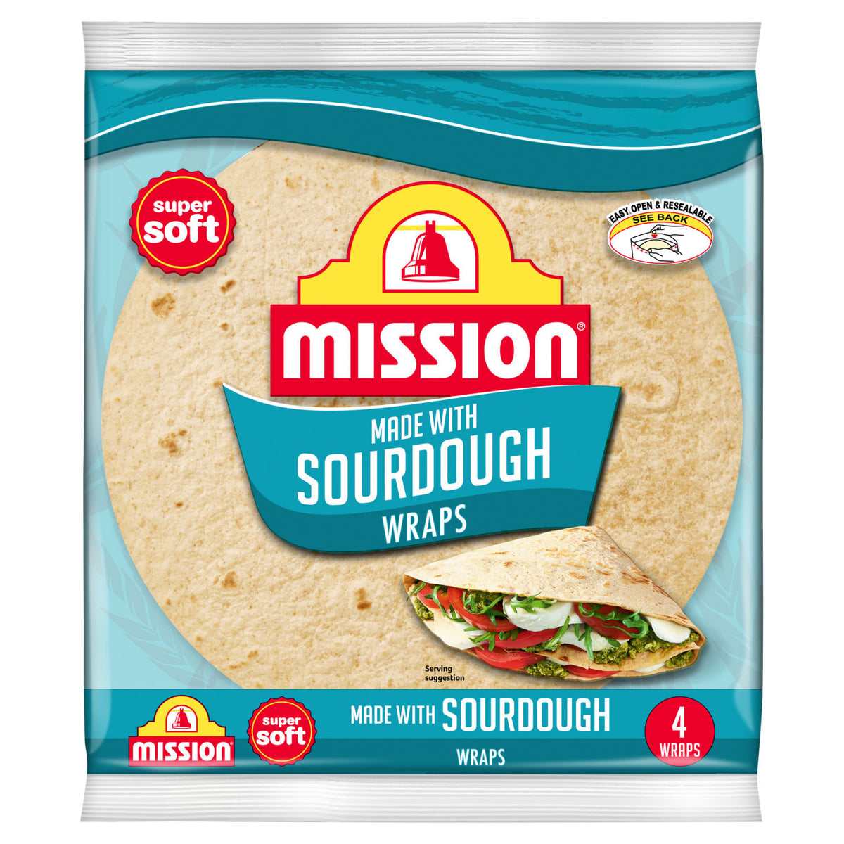 Mission Sourdough Tortilla Wraps 4 Pack 245g (British brand)