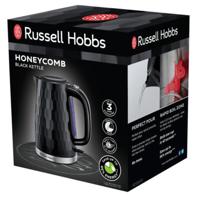 Russell Hobbs honeycomb black electric kettle, imported from the UK