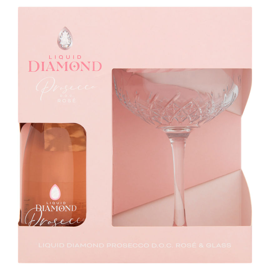 Liquid Diamond Prosecco D.O.C. Rosé & Glass