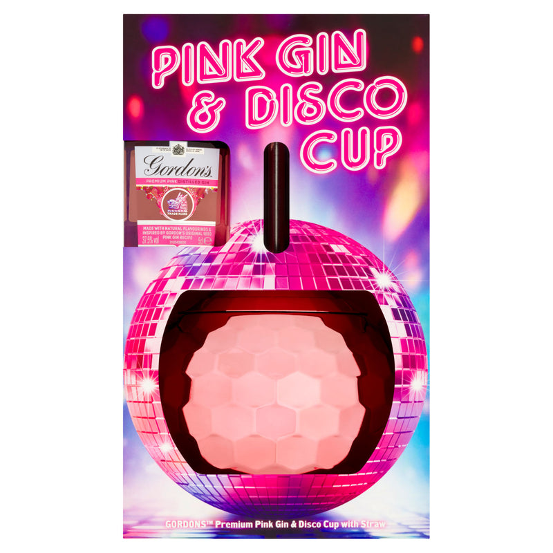 Gordon's Premium Pink Disco Cup with Straw - British product