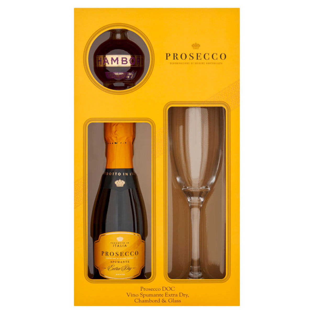 Prosecco DOC Extra Dry gift set with glass - British product