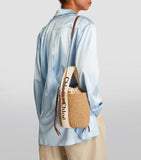 Chloé Small Woody Basket Bag in paper fibre with leather trims, UK version