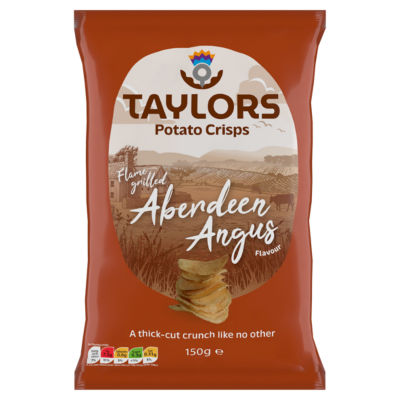 Taylors potato crisps Flame Grilled Aberdeen Angus flavour 150g (British brand)