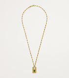 Azlee yellow gold diamond and emerald duet necklace - British product