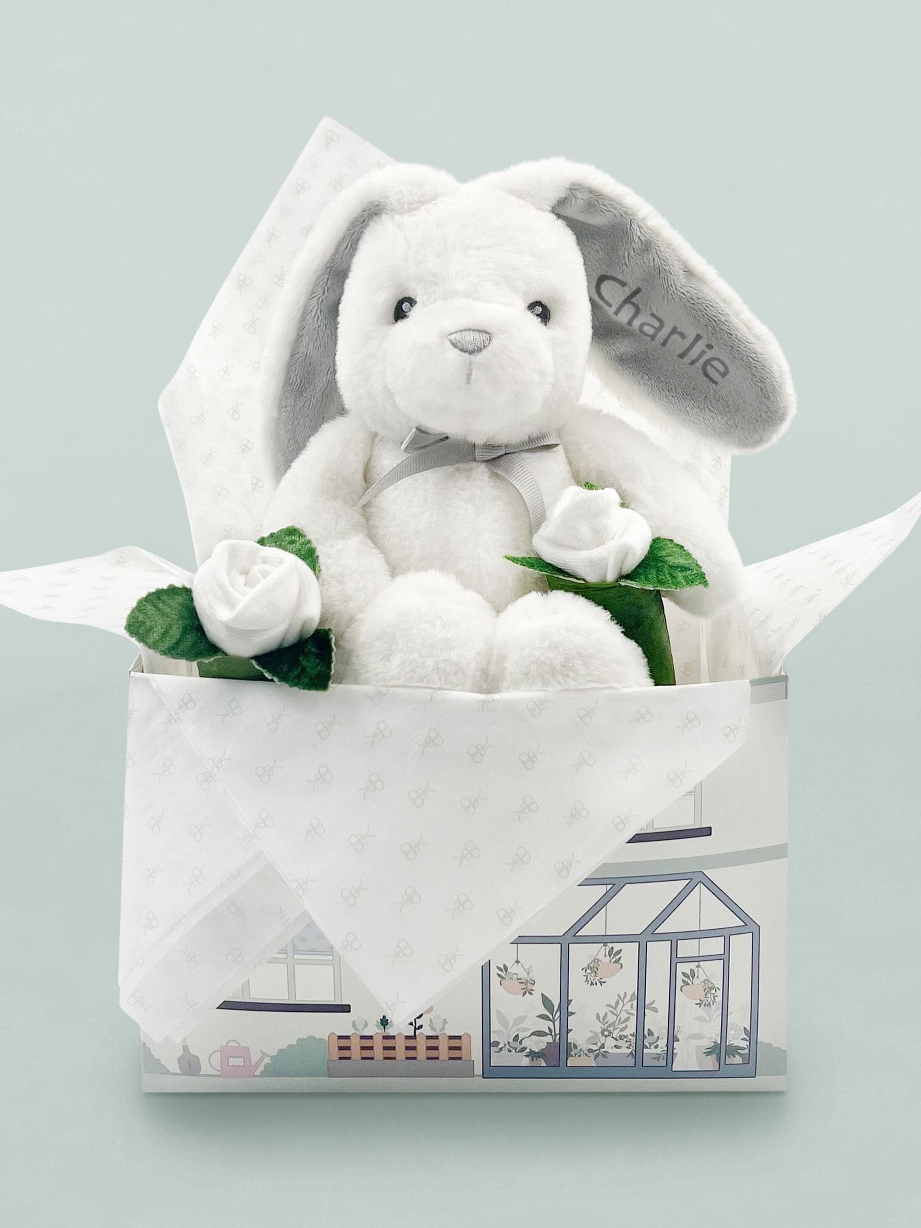 Babyblooms personalised bunny and rosebud socks gift set - British product