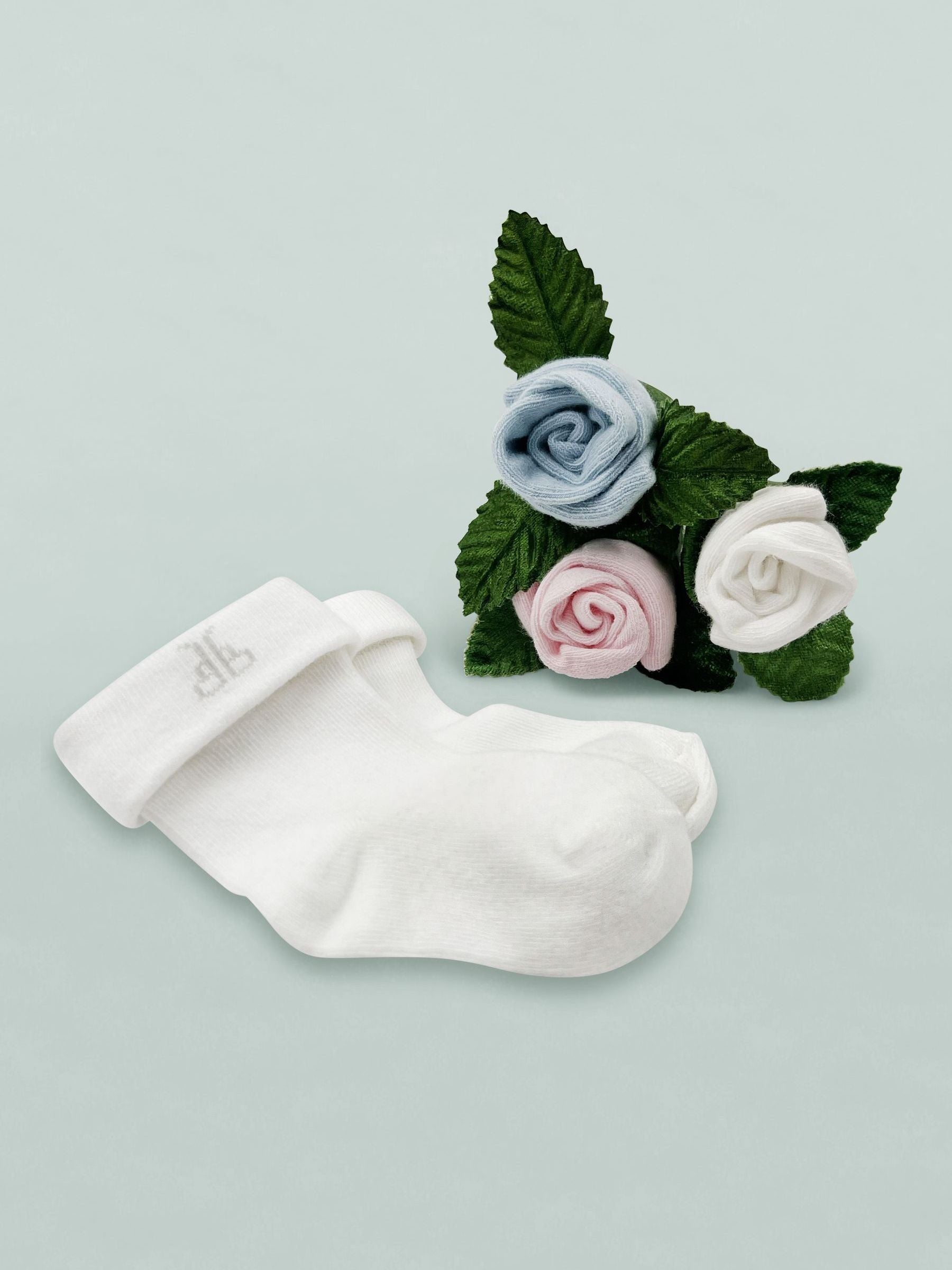 Babyblooms personalised bunny and rosebud socks gift set - British product