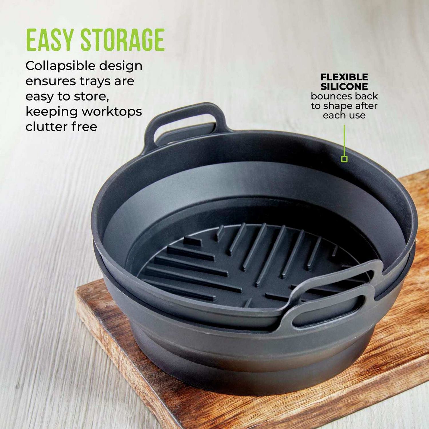 Tower silicone air fryer foldable trays set of 2 - British product