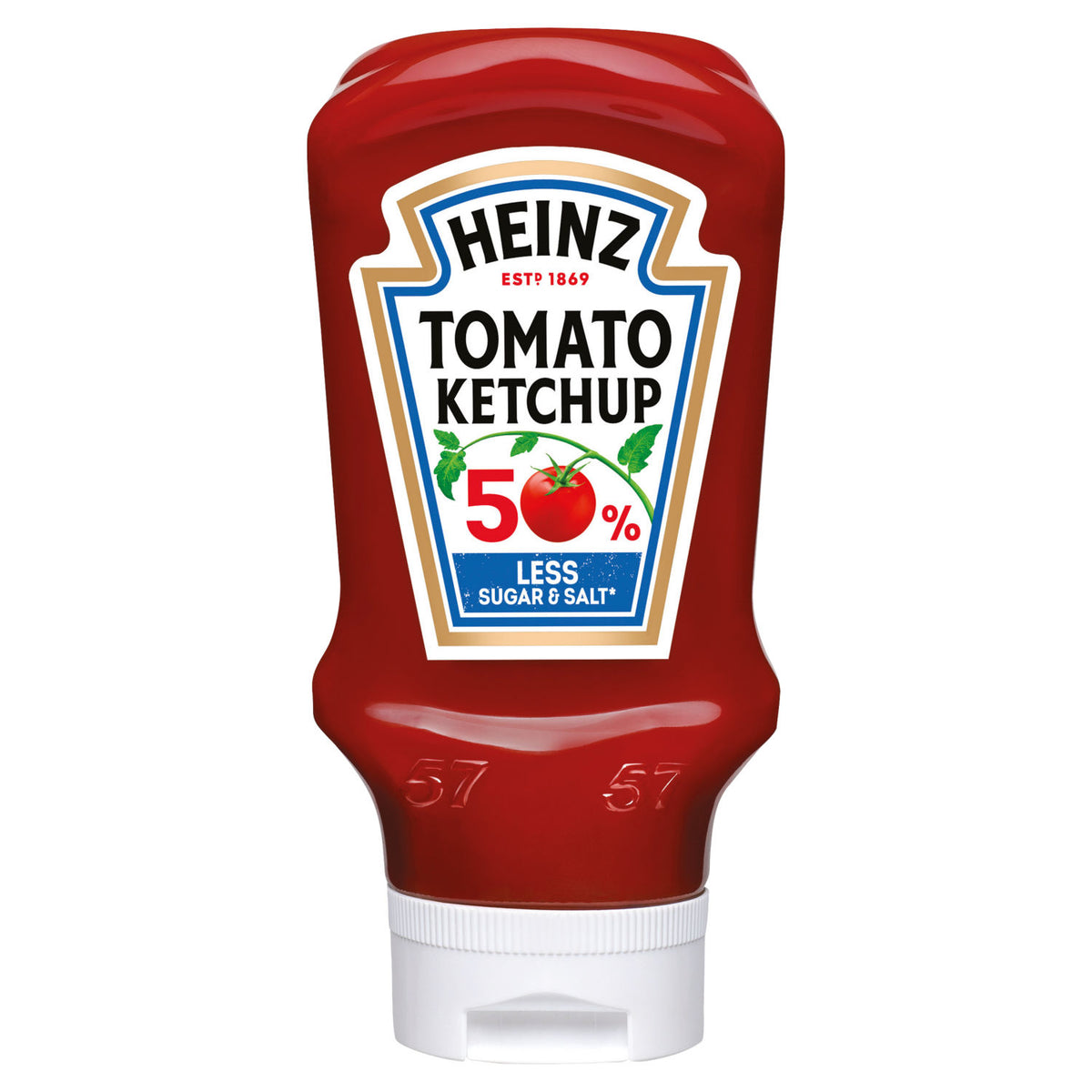 Heinz tomato ketchup 50% less salt and sugar 400ml, imported from the UK