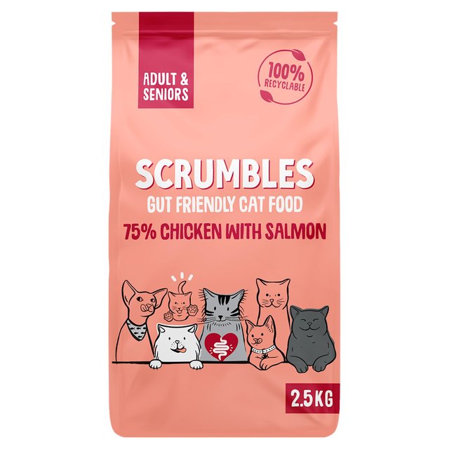 Scrumbles Adults and Seniors Salmon Dry Cat Food   2.5kg