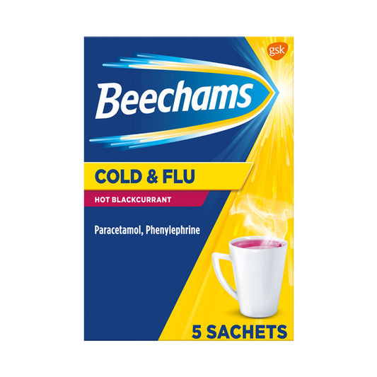 Beechams Cold & Flu Hot Blackcurrant 5 Sachets GOODS ASDA   