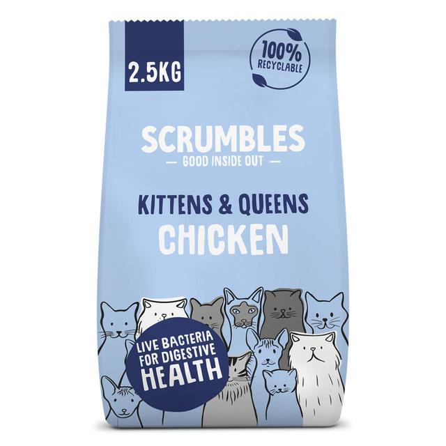 Scrumbles Kitten and Queens Dry Cat Food Chicken   2.5kg