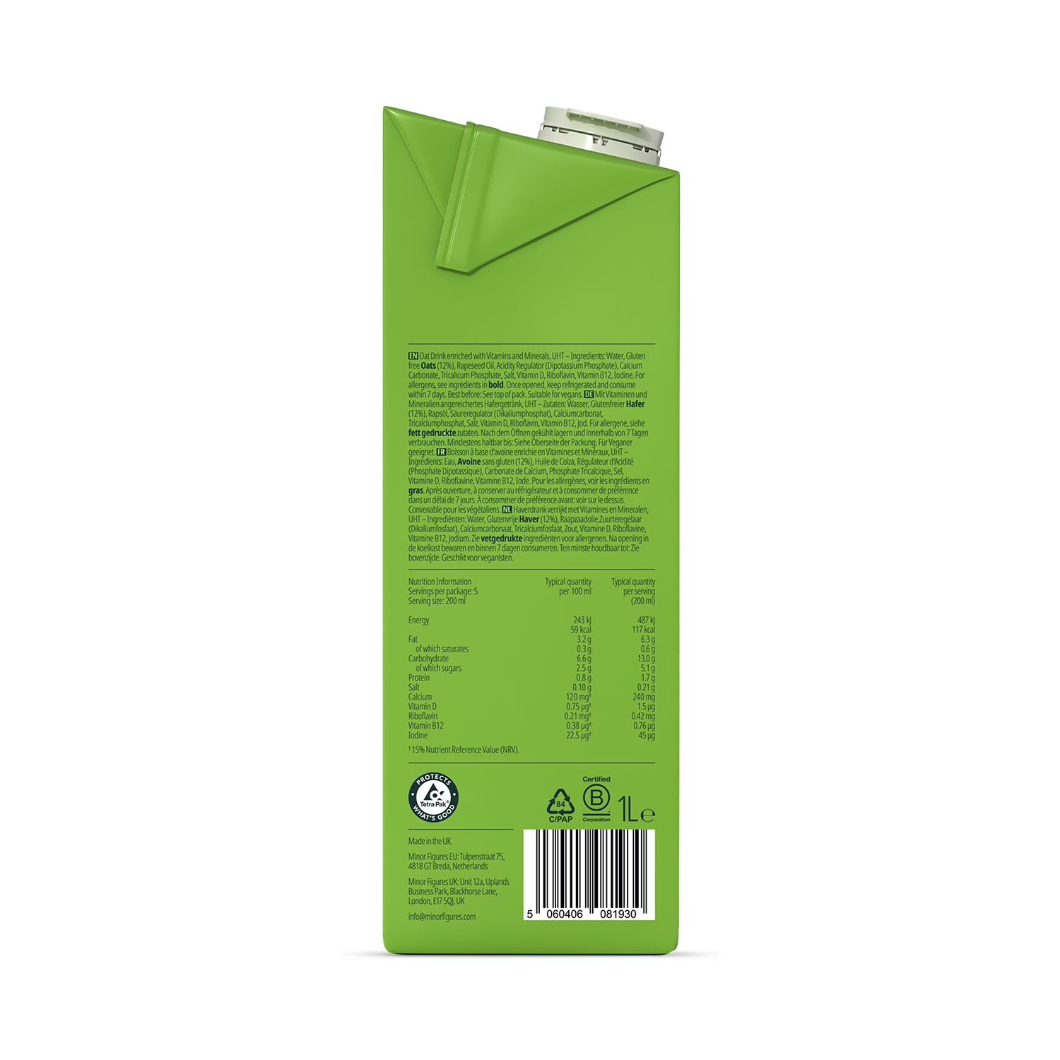Minor Figures Barista Oat Milk regenerative 6x1L, UK version
